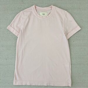Folk Women’s Pink Tee Shirt Cuffed Sleeves 0